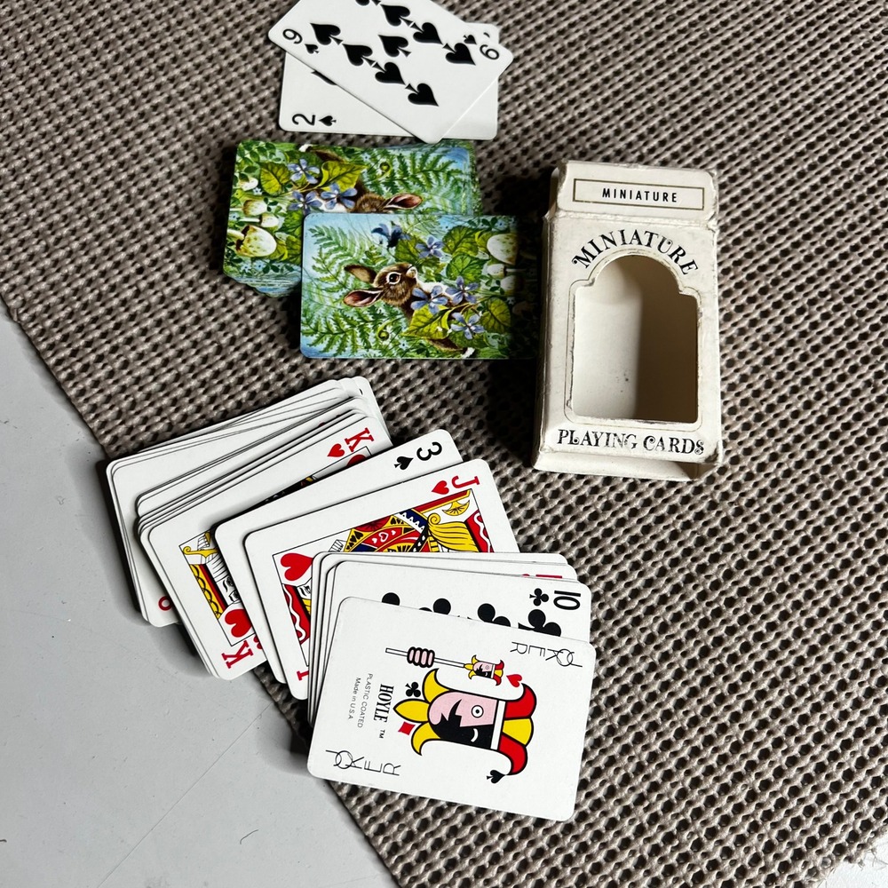 Vintage Hoyle Miniature Playing Cards Rabbit Nature Woodland Art Made in USA